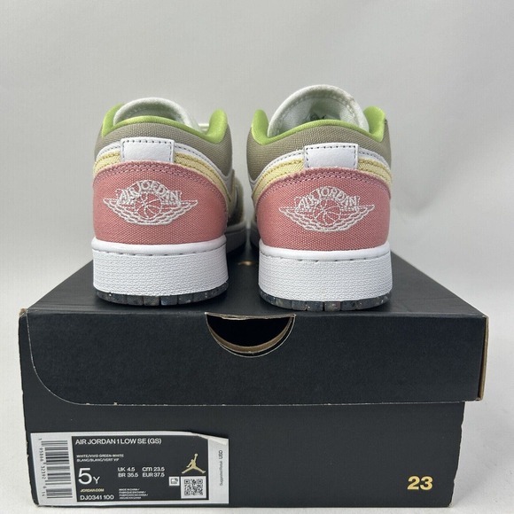 Nike Shoes Air Jordan 1 Low SE GS "Pastel/Vivid Green” 2024 - Picture 4 of 5